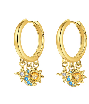 The Celestial Trio Charm Earrings / 925 Sterling Silver - Nina Kane Jewellery