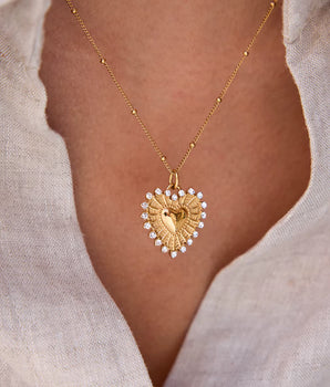 Katherine Diamond Heart Necklace / 18K Gold Plated