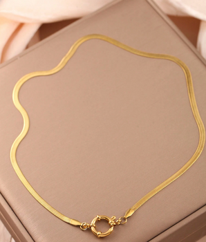 The Herringbone Charm Necklace / 18K Gold Plated - Nina Kane Jewellery