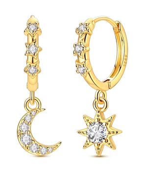 The Celeste Star & Moon Earrings / 925 Sterling Silver - Nina Kane Jewellery