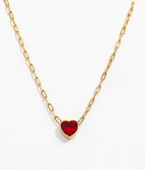 Katia Red Heart Pendant / 18K Gold Plated - Nina Kane Jewellery