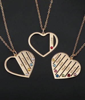Loveheart Customised Name & Birthstone Necklace / 18K Gold Plated
