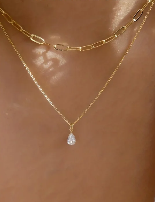Carolina Layered Diamond Necklace / Stainless Steel - Nina Kane Jewellery