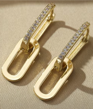 Double Hoop Crystal Earrings / Stainless Steel - Nina Kane Jewellery