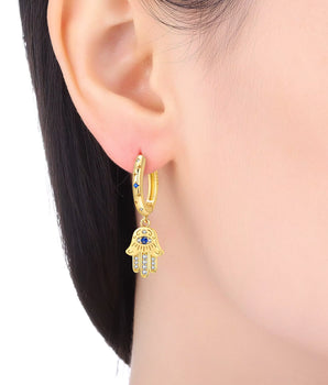 The Hamsa Hand Huggie Earrings - Nina Kane Jewellery