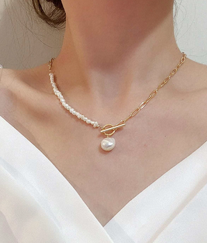 Hunter Chain & Pearl Necklace / Stainless Steel - Nina Kane Jewellery