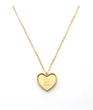 "Love You More" Heart Necklace / 18K Gold Plated - Nina Kane Jewellery