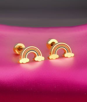 Niesha Rainbow Screw Studs / Stainless Steel - Nina Kane Jewellery