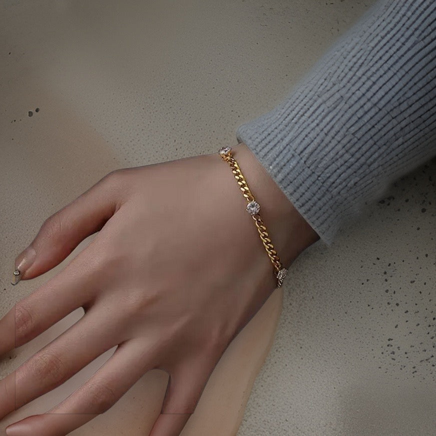 Doreen Cuban Chain Bracelet / 18K Gold Plated - Nina Kane Jewellery