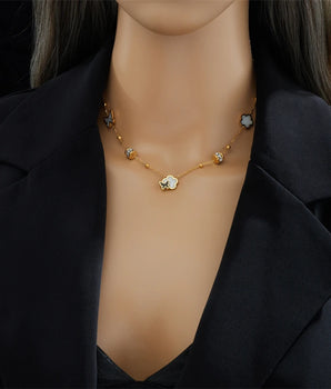 Erica Butterfly & Clover Necklace / Stainless Steel - Nina Kane Jewellery