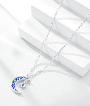 The Blue Moom & Star Necklace / 925 Sterling Silver