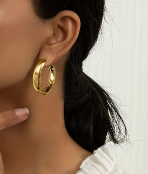 Vanessa Chunky Gold Hoop Earings / 18K Gold Plated