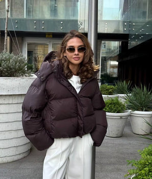 Leila Brown Puffer Jacket - Nina Kane Jewellery