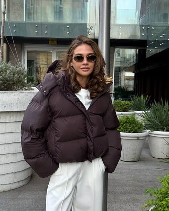 Leila Brown Puffer Jacket - Nina Kane Jewellery