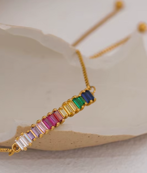 The Rainbow Slider Bracelet / 18K Gold Plated
