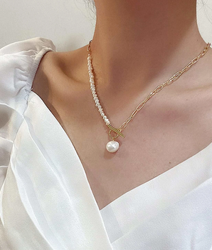 Hunter Chain & Pearl Necklace / Stainless Steel - Nina Kane Jewellery