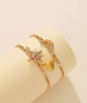 Sun & Moon Friendship Bracelets / 14K Gold Plated - Nina Kane Jewellery