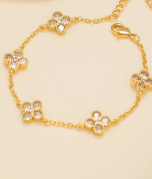 The Diamond Clover Bracelet / 18K Gold Plated - Nina Kane Jewellery
