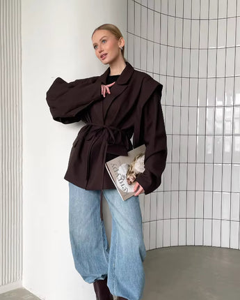 Caroline Oversized Belted Blazer - Nina Kane Jewellery