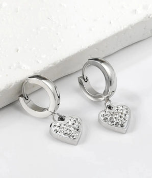 Ramsey Heart Huggie Earrings / 14K Gold Plated - Nina Kane Jewellery
