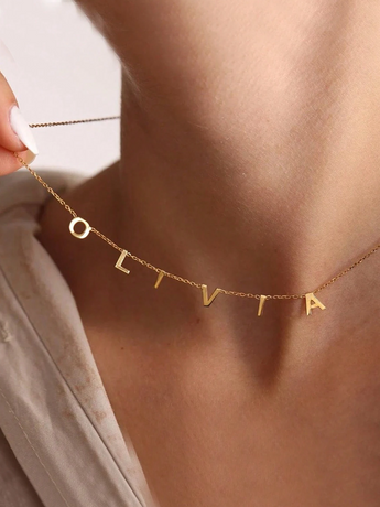 Olga Dainty Personalised Name Necklace / 18k Gold Plated - Nina Kane Jewellery