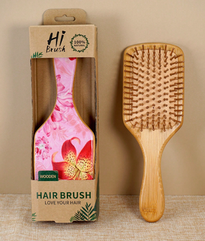 Lily Flower Bamboo Paddle Hair Brush - Nina Kane Jewellery