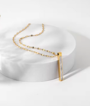 Hestia Mother of Pearl Pendant / 18K Gold Plated - Nina Kane Jewellery