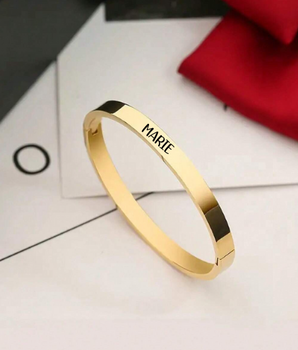 Alison Personalised Bangles / 18K Gold Plated - Nina Kane Jewellery