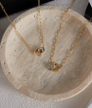 The Micheala Mixed Metal Necklaces / 18K Gold Plated