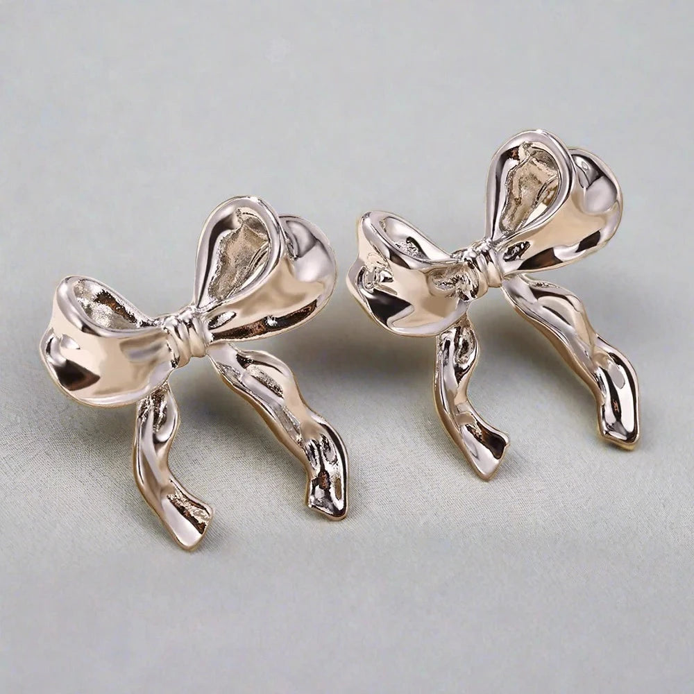 Amy Bow Earrings / Stainless Steel - Nina Kane Jewellery