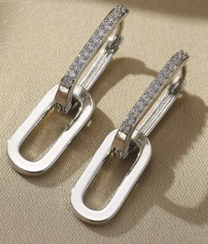 Double Hoop Crystal Earrings / Stainless Steel - Nina Kane Jewellery