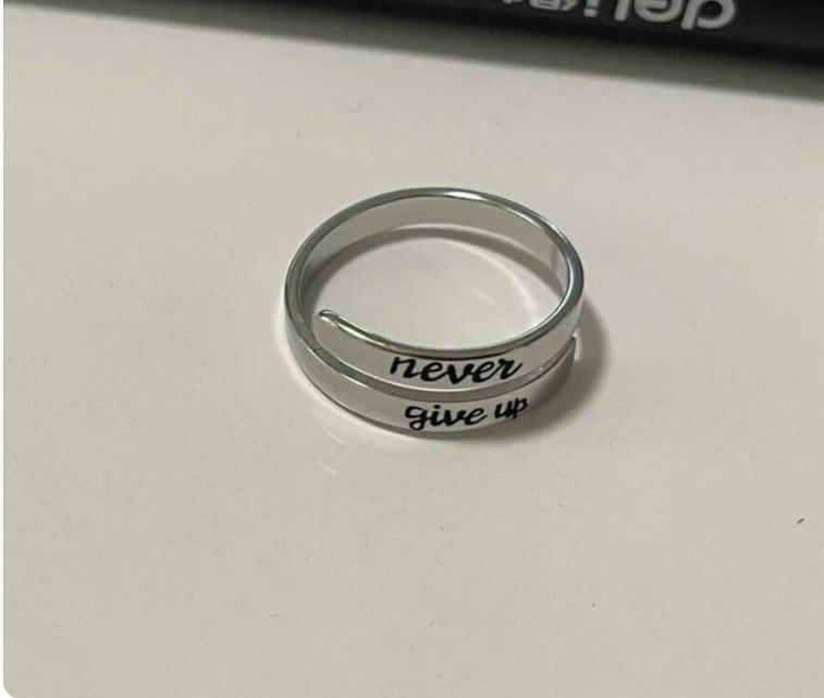 Shannon "Never Give Up" Rings / Stainless Steel - Nina Kane Jewellery