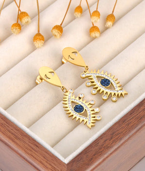 Rio Evil Eye Earrings / 18K Gold Plated - Nina Kane Jewellery