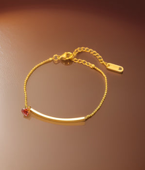 Jodie Red Love Heart Bracelet / Stainless Steel - Nina Kane Jewellery