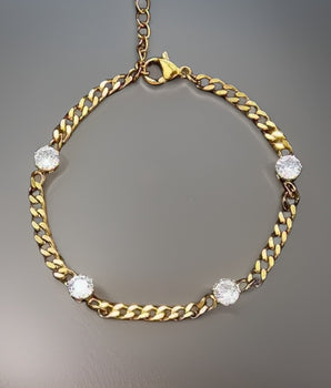 Doreen Cuban Chain Bracelet / 18K Gold Plated - Nina Kane Jewellery