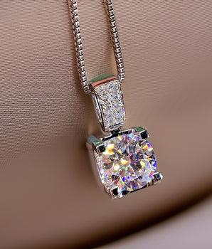 Rosalie Square Diamond Necklace / 925 Silver Plated - Nina Kane Jewellery