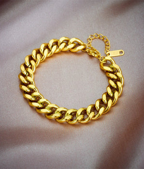 Cantana Cuban Link Bracelet / 18K Gold Plated - Nina Kane Jewellery