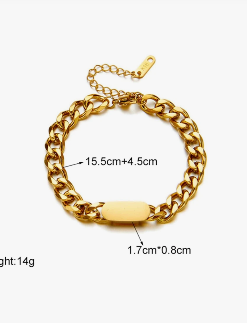 Nivi Chunky Cuban Bracelet / 18K Gold Plated - Nina Kane Jewellery