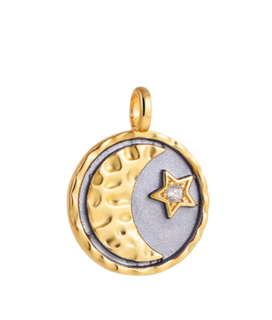 Aurora Moon & Star Charm / Stainless Steel - Nina Kane Jewellery