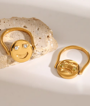 Spinning Crying / Laughing Rings / 18K Gold Plated - Nina Kane Jewellery