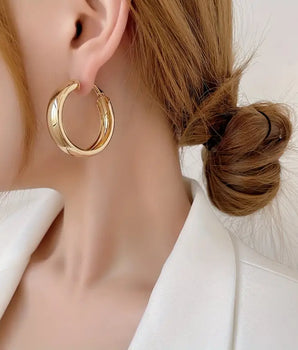 Vanessa Chunky Gold Hoop Earings / 18K Gold Plated