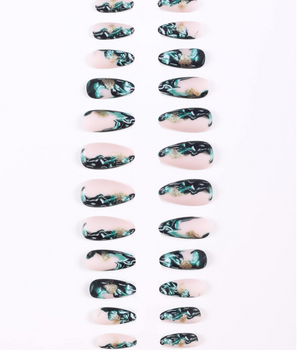 Blue Wave Almond Press on Nails / 24 Pack - Nina Kane Jewellery
