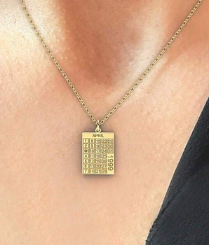 Birth Date Calender Custom Necklace / 24K Gold Plated - Nina Kane Jewellery