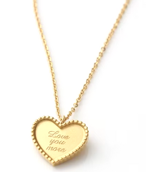 "Love You More" Heart Necklace / 18K Gold Plated - Nina Kane Jewellery