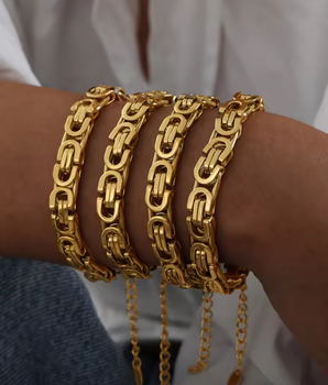 Nicole Chunky Watchband Bracelet / 18K Gold Plated - Nina Kane Jewellery