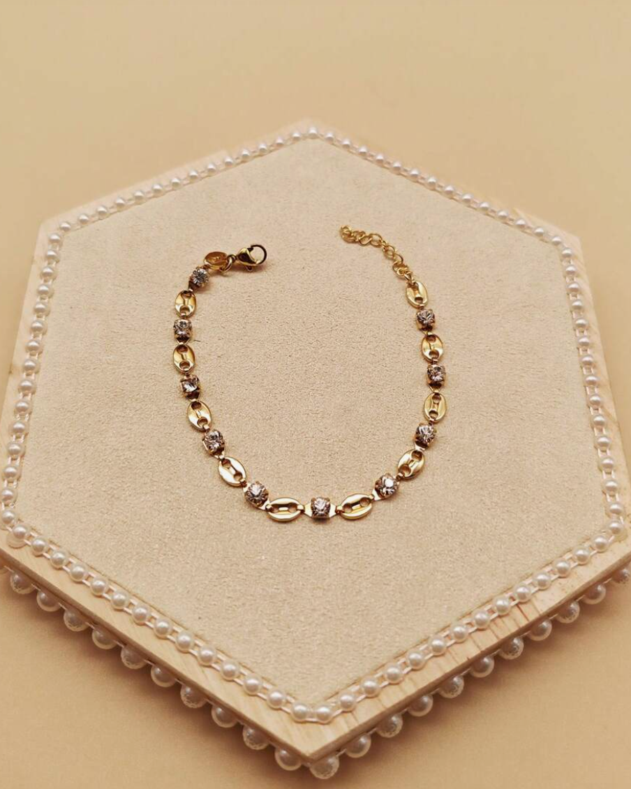 Sonia Coffee Bean Bracelet / 18K Gold Plated - Nina Kane Jewellery