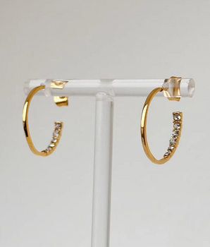 Gemma Pave Zircon Diamond Hoops / 18K Gold Plated - Nina Kane Jewellery