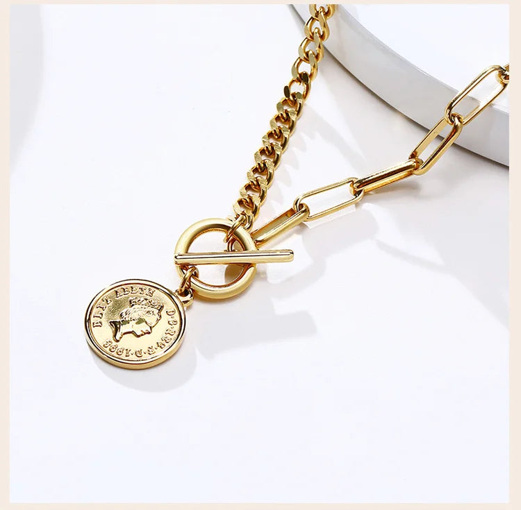 Bethany Coin Charm Necklace / 18K Gold Plated - Nina Kane Jewellery
