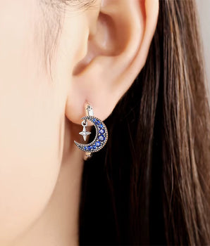 The Moon & Stars Earrings / 925 Sterling Silver - Nina Kane Jewellery