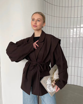 Caroline Oversized Belted Blazer - Nina Kane Jewellery